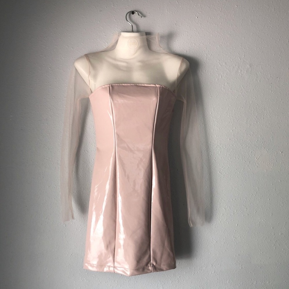 Fashion Nova Make Your Mark Latex Dress in Pink